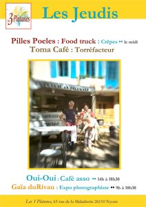 Tous les jeudis, food truck, crêpes, exposition, Pilles Pœle, Gaia du Rivau, torréfacteur, toma café, art, gastronomie, café, nourriture