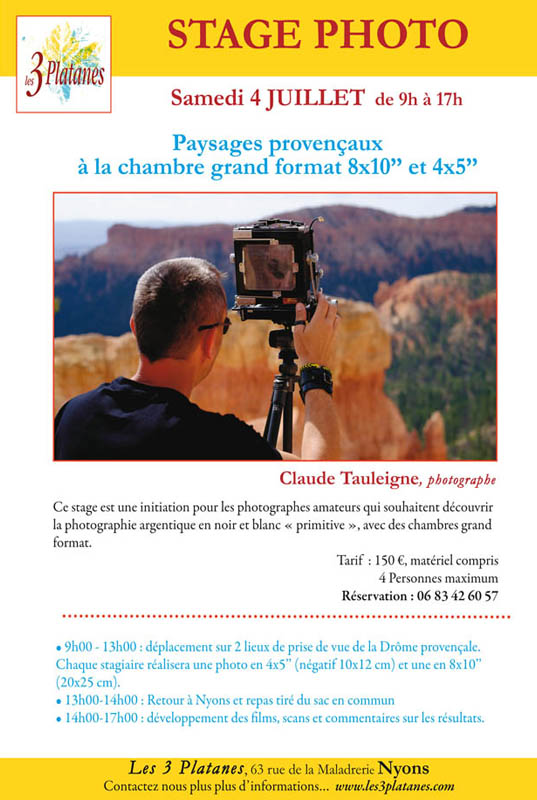 Lire la suite à propos de l’article Stage Paysages provençaux à la chambre grand format 8×10’’ et 4×5’’ par Claude Tauleigne